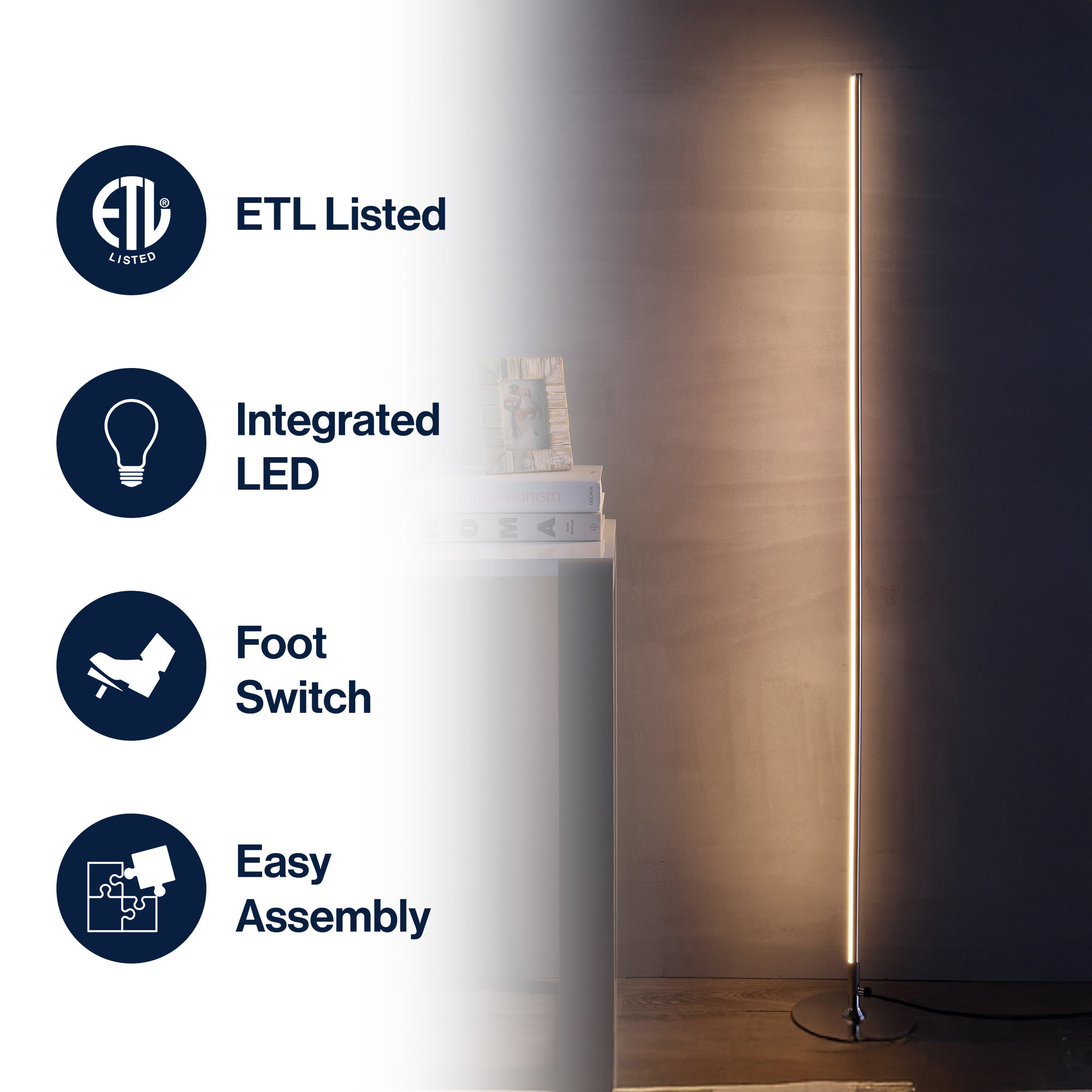 Juaquin 59.5'' Dimmable LED Floor Lamp, Chrome