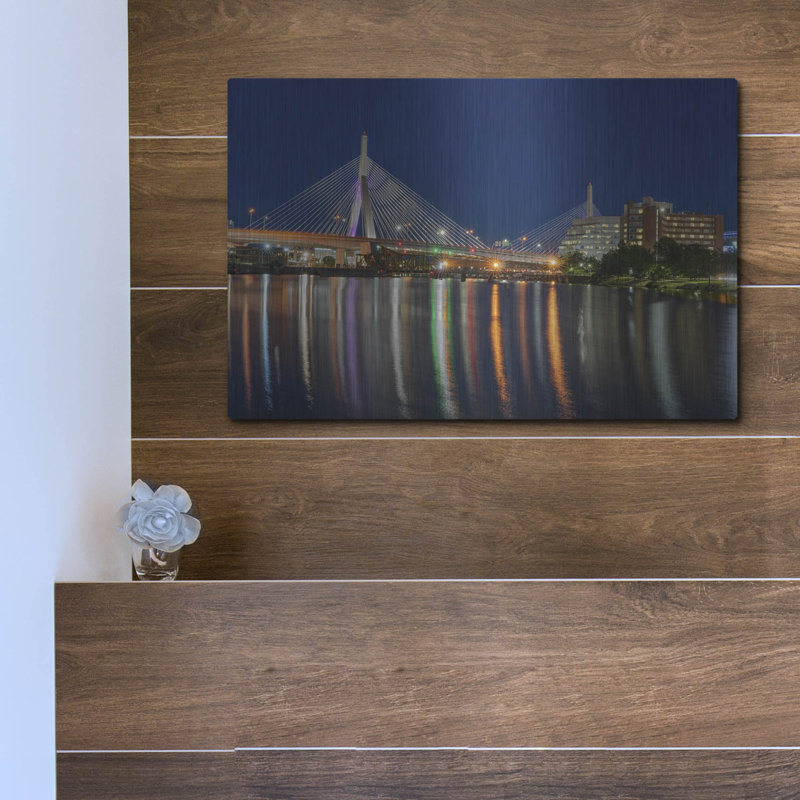 Mur en métal «Zakim Bridge» par Rick Berk, H 12 po x l 16 po