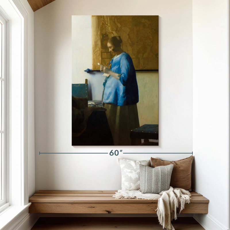 Femme Leisha lisant une lettre, H 51 po x l 34 po