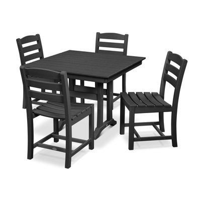 POLYWOOD La Casa Café 5-Piece Farmhouse Trestle Side Chair Dining Set