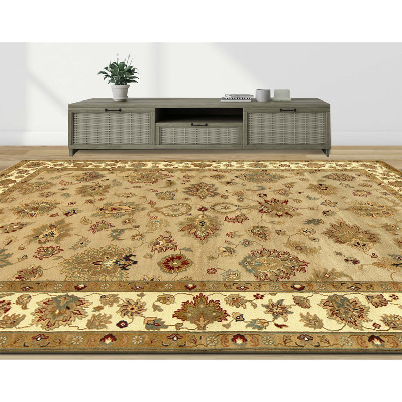 Tapis beige et ivoire noué à la main de haute qualité