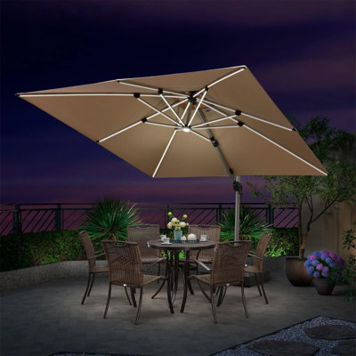 Parasol carré en porte-à-faux avec base