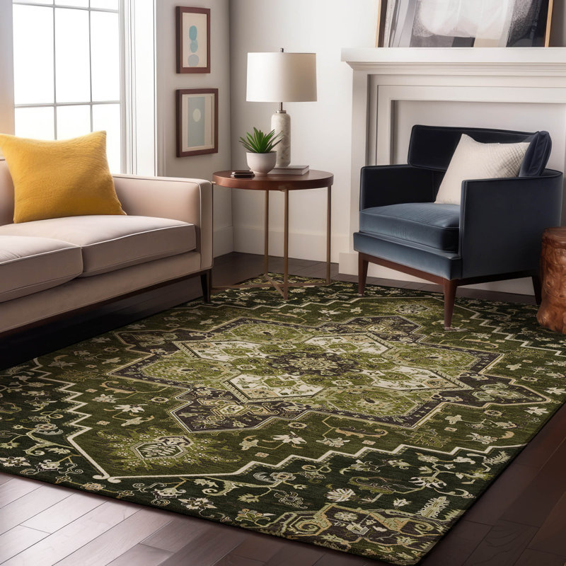 Premium Machine Washable Corum AMF1036 Oriental Rug, Rectangle 5' x 7'6"