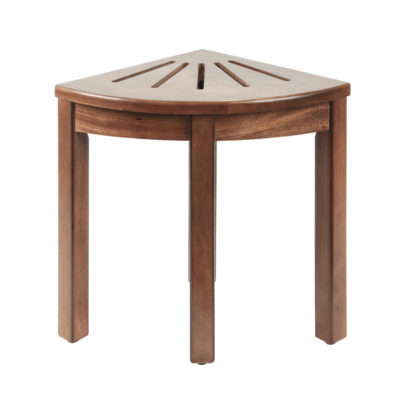 NABYTOK  Solid Wood 1-Tier Corner Shower Bench, 12"x12"x15" Bathroom Chair with Storage Self for Shower, Corner Stool for Inside Shower, Assembly Required (Nature, Nacre Wood)