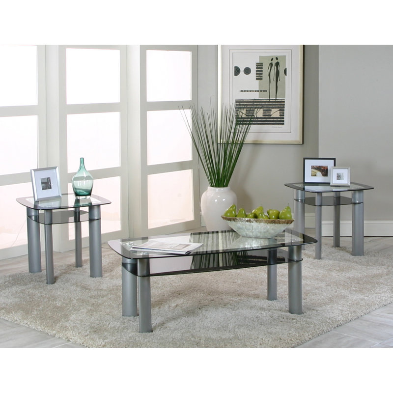 Chrystiana 3 - Piece Living Room Table Set, Silver, Gray