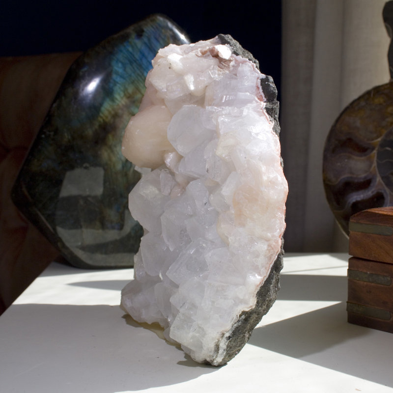 Icy Cubic Apophyllite with Stilbite