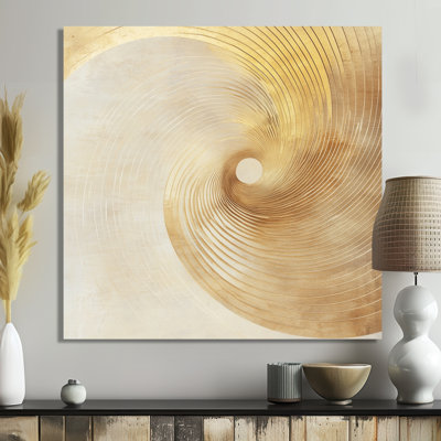 «Gold Spiral Flow - Abstract Spirals», art mural moderne en métal