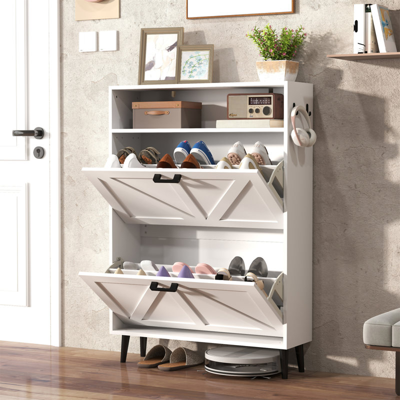 Armoire de rangement pour chaussures Farmhouse, Blanc