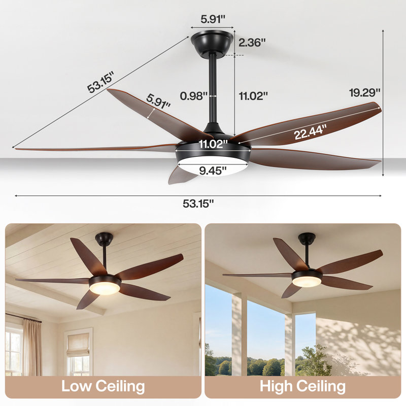 6-speed Low-profile Ceiling Fan With Led Light