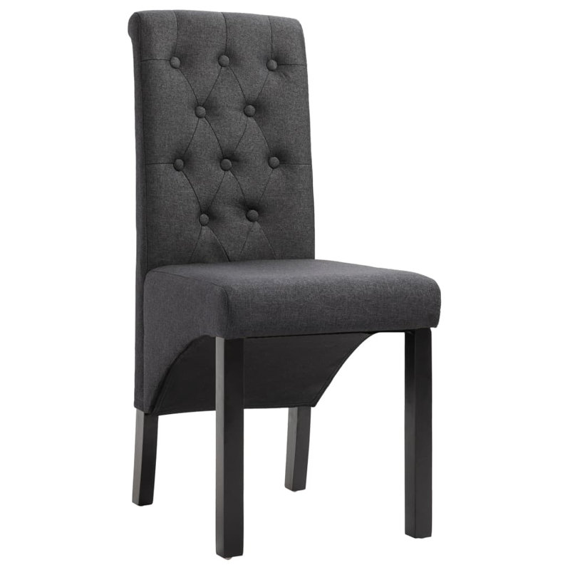 Dining Chairs Side Chair with Solid Wood Legs for Home Kitchen Fabric, 6, Dark Gray