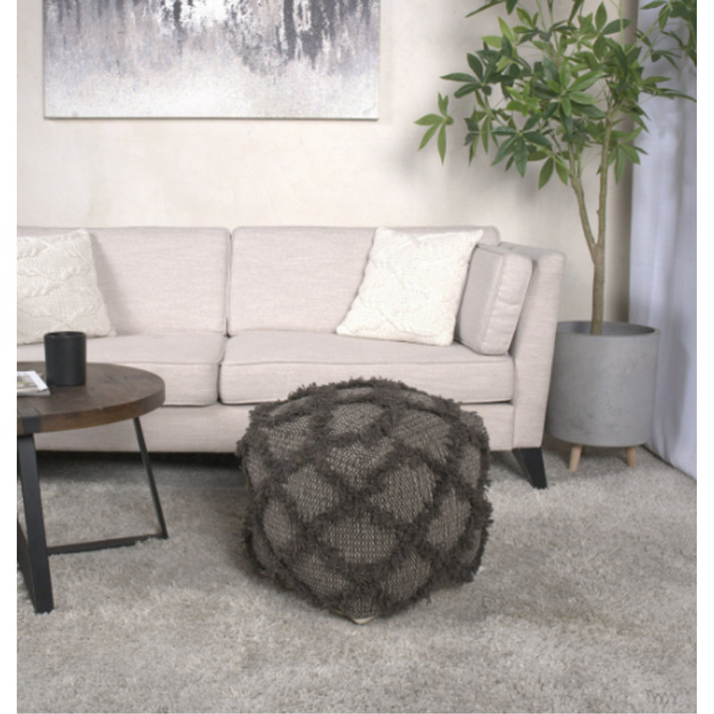 Pouf en laine et coton Jumanji, couleur brun