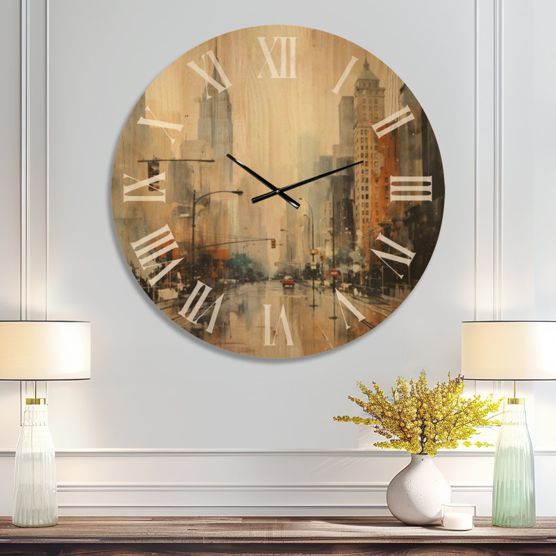 Horloge murale surdimensionnée en bois Skyline, Oversized