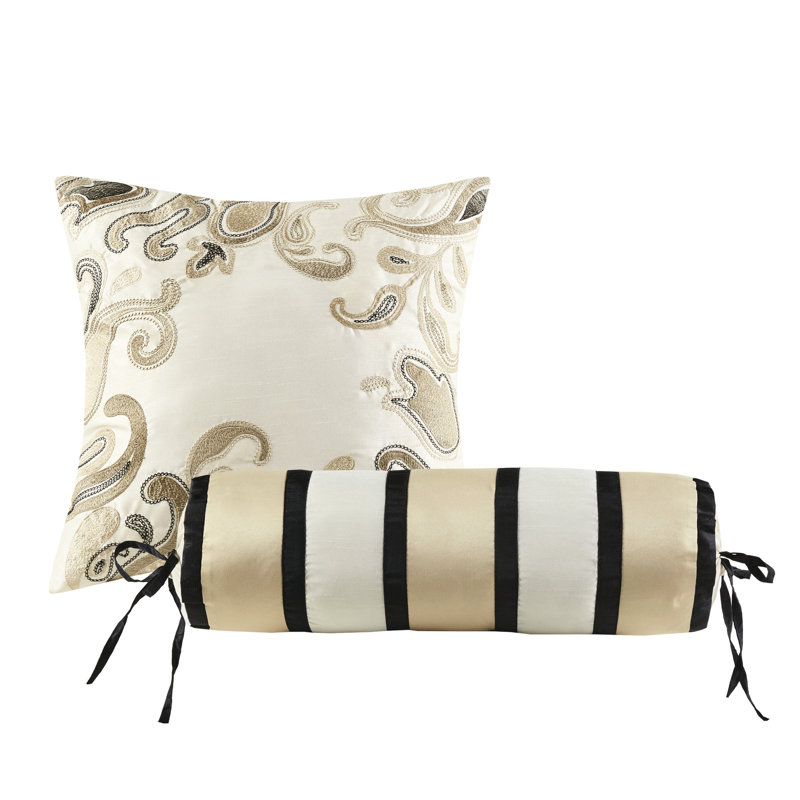 Couvre-lit 5 pièces en noir profond pour lit très grand avec tissage et base en coton, Édredon très grand, Noir