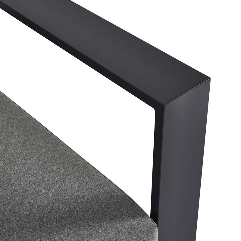 Causeuse modulaire d'extérieur en aluminium thermolaqué Modway Tahoe, Accoudoir à droite (vu de face), Gris anthracite