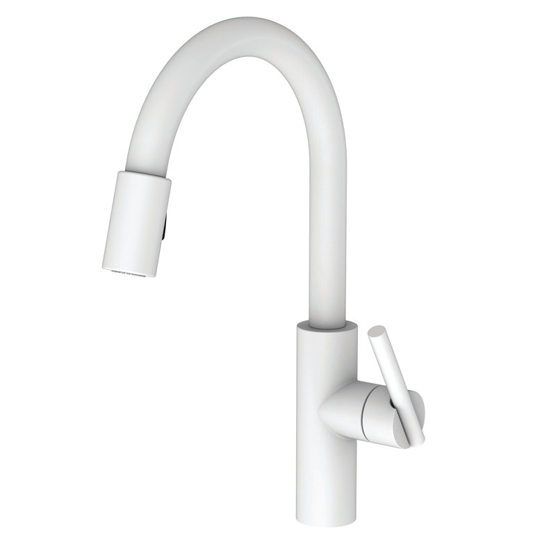 East Linear Pull Down Single Handle Kitchen Faucet, Matte White