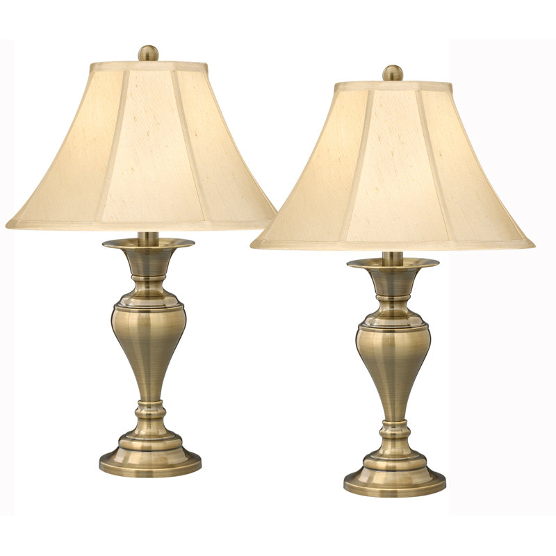 Lampe de table en laiton antique satiné 29 po Dover, Beige foncé