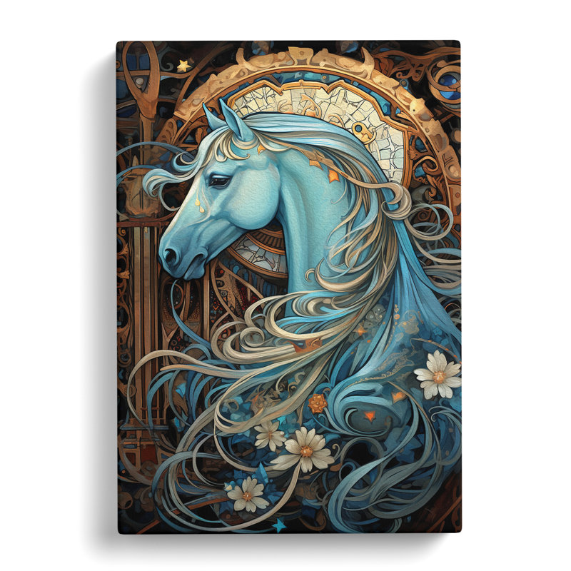 Horse Nouveau No.2 - Wrapped Canvas, 76cm H x 50cm W x 3cm D