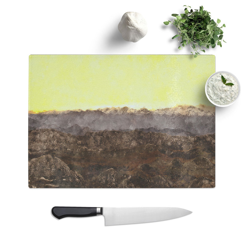 Mountains in Colunga Spain Painting Chopping Board, 0.4cm H x 28.5cm W x 39cm L