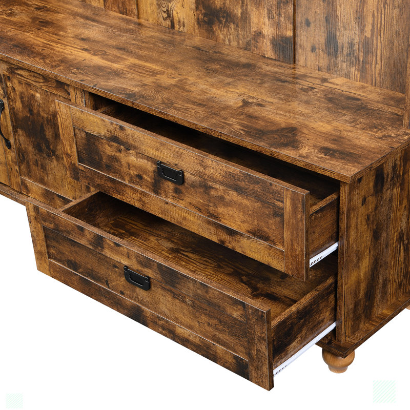 Channahon Modern Style Hall Tree with Storage Cabinet for Entryway Living Room Bedroom, Brown