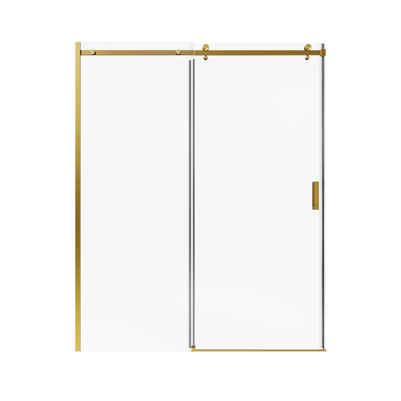 Porte de douche coulissante simple sans cadre l 56 à 60 po x H 74 po, verre trempé 5/16 po, or brossé