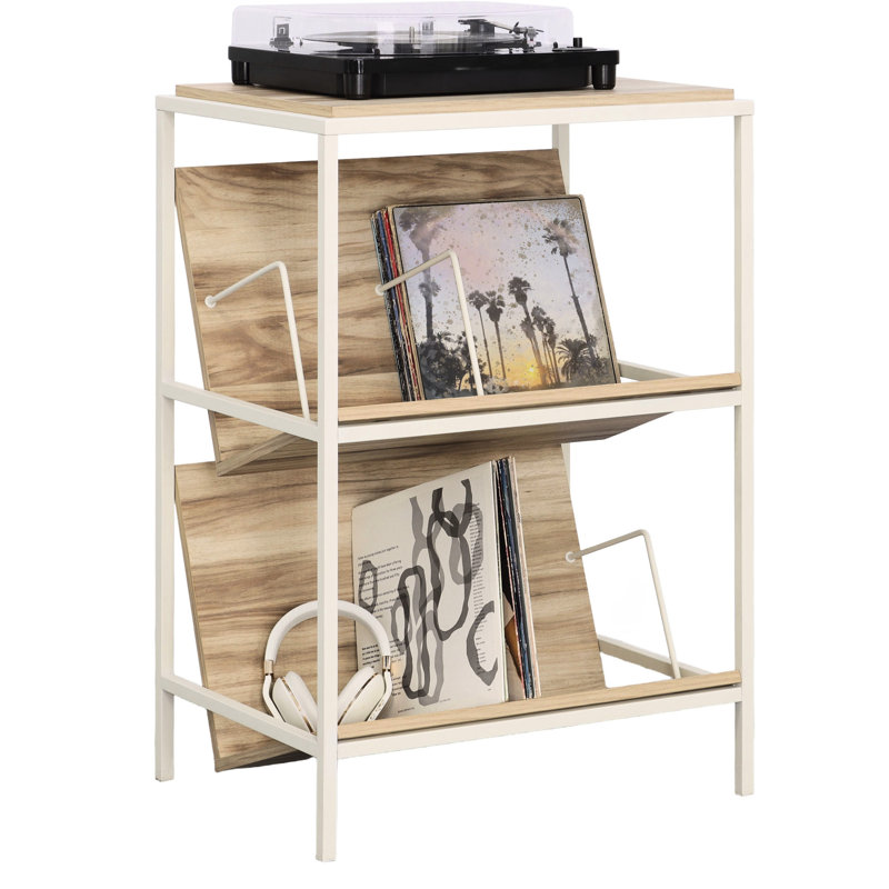 Rangement polyvalent avec tablettes inclinées à finition bois pour chaussures et livres dans le vestibule et le bureau