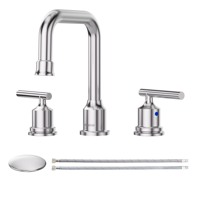 Robinet de salle de bain à large entraxe avec bonde, Chrome chrome