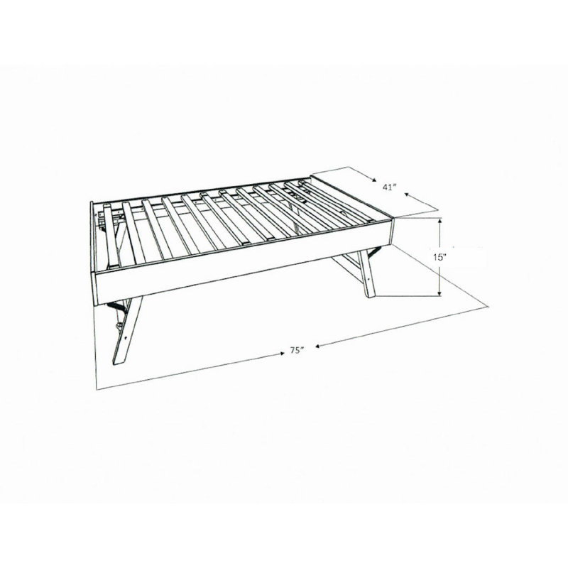Lit escamotable en bois massif avec matelas Alhamdi, White/Linen Aqua