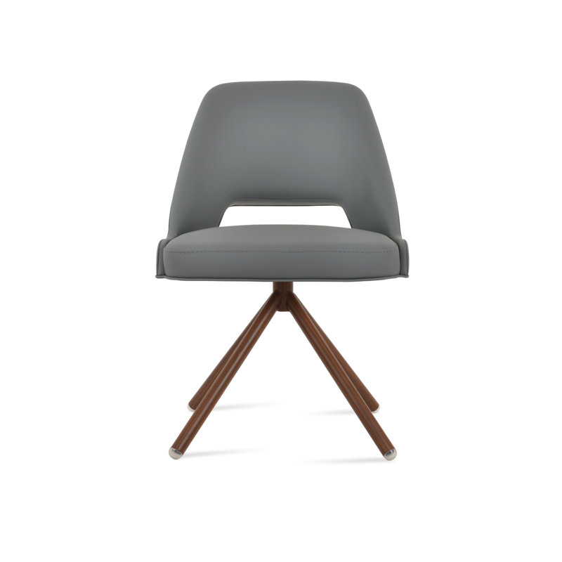 Chaise d'appoint pivotante Marash Stick, Gris clair, Noyer