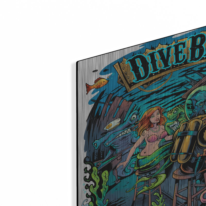 Art mural en métal Breakwater Bay «Dive Bar» par Flyland Designs, H 12 po x l 12 po