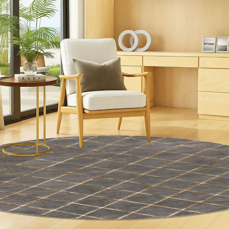 Contemporary Etowah Gray and Gold Color, Round 3'1"