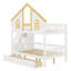 Lit superposé à thème House avec toit, fenêtre, rangement et escalier pour adolescents