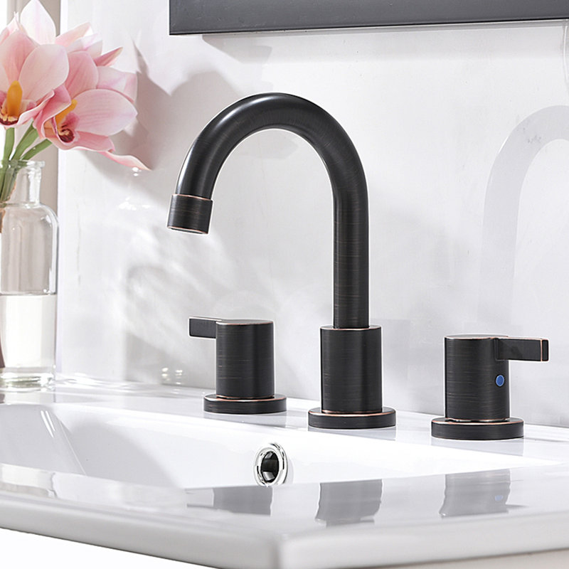 Widespread 2-handle Bathroom Faucet with Drain Assembly, Oil Rubbed Bronze