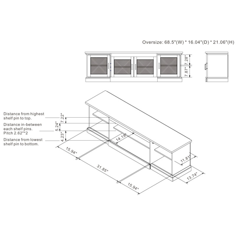 Bredan TV Stand for TVs up to 78"