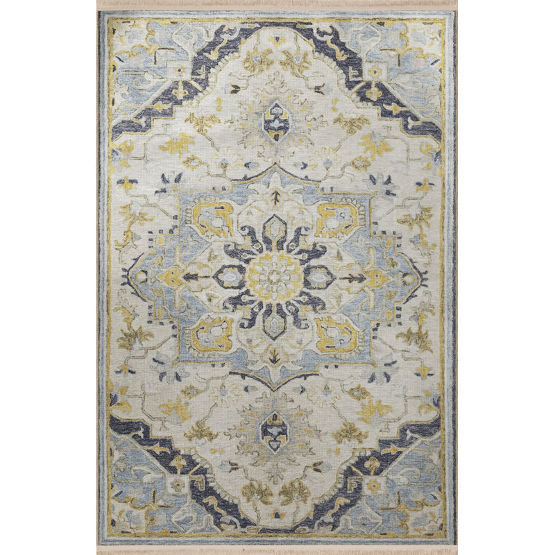 Tapis décoratif rétro multicolore à motifs clairs et à franges, Rectangle 2 pi 8 po x 5 pi