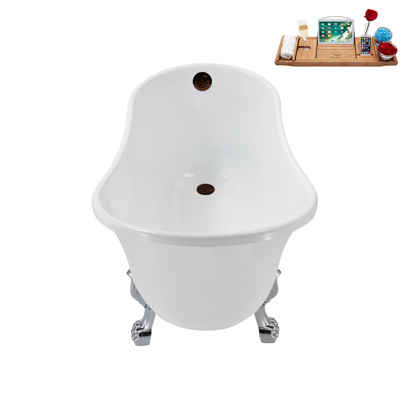 51.2'' x 25.6'' Freestanding Soaking Acrylic Bathtub, Polished Chrome, Matte Oil Rubbed Bronze