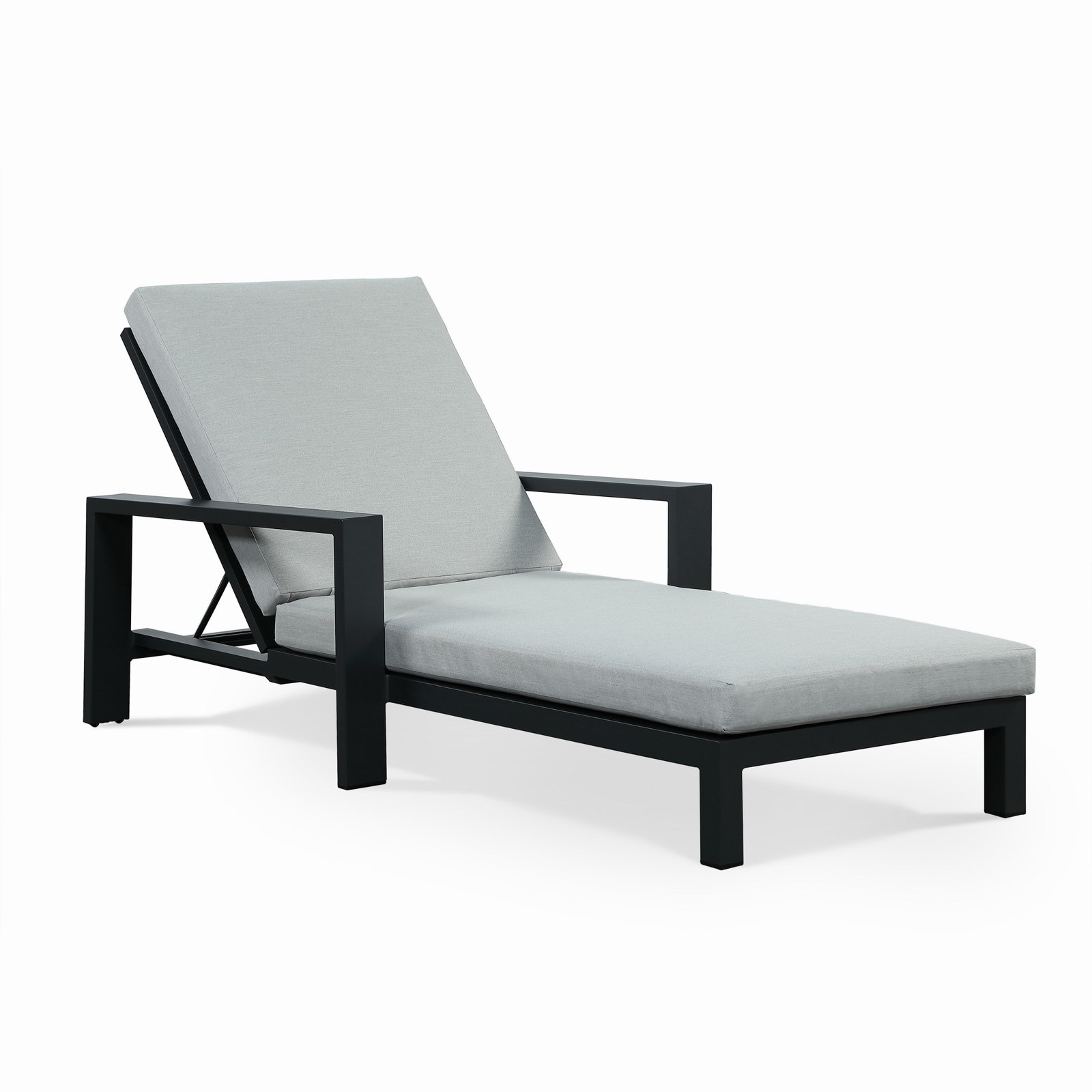 Hoyt 35" Patio Chaise Lounge, Slate Black  , Light Gray    