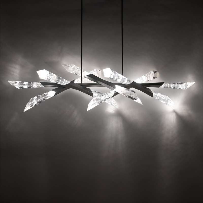 Solitude 12 Light Crystal LED Linear Pendant, Antique Nickel