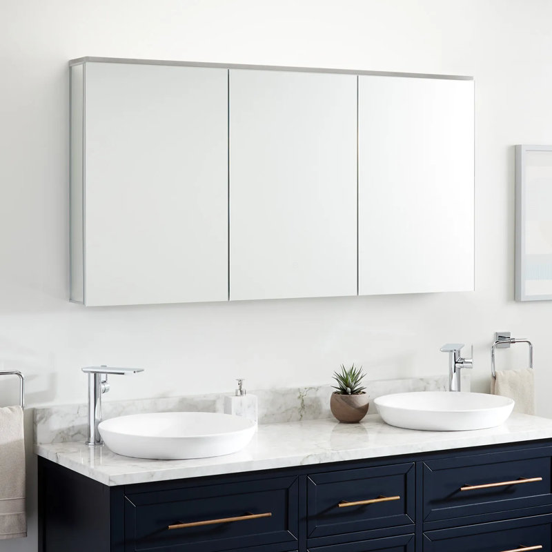 53" Pallas Lighted Medicine Cabinet with Tunable LED and Electrical Outlet, 53"
