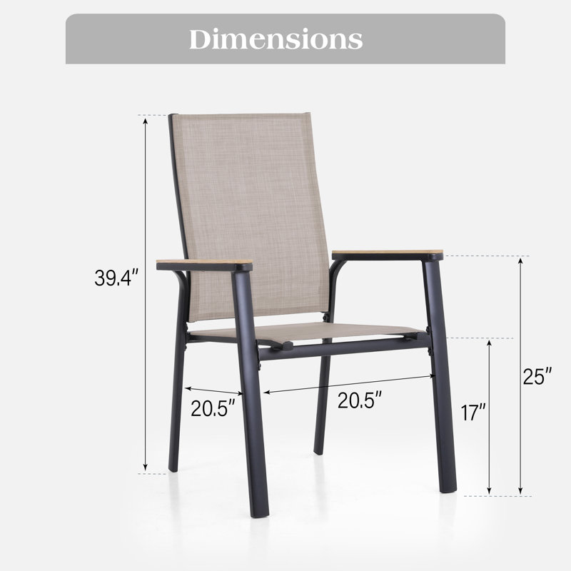 Fauteuil de salle à manger en aluminium empilable Leonard, Beige