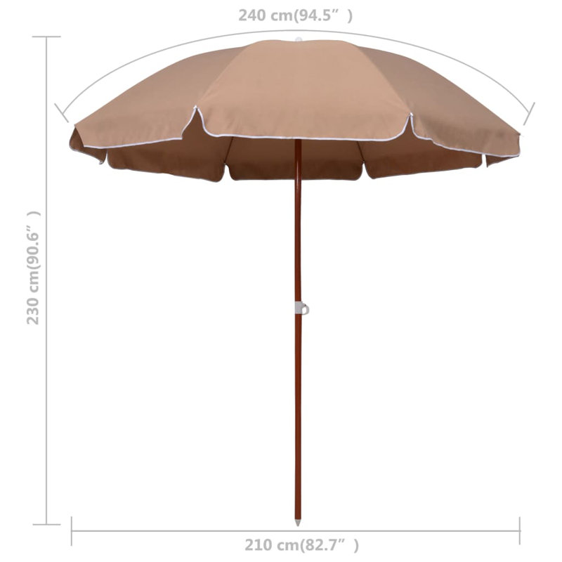 Parasol de plage Kelso, Brun, H 90,6 po x l 82,7 po