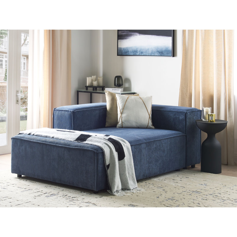 Aleecya 1 Seater Corduroy Sofa, Left Hand Facing, Blue