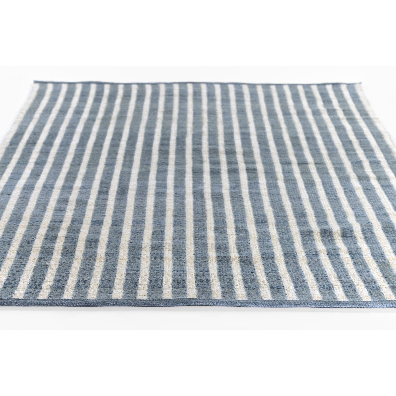 Acerra Blue Hand-Woven Striped Outdoor Rug, Rectangle 8'10" x 11'10"