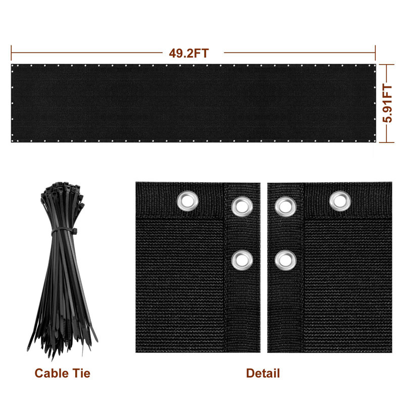 Ensemble de deux pièces de clôtures en tissu maillé noir de 1,8 x 15 m