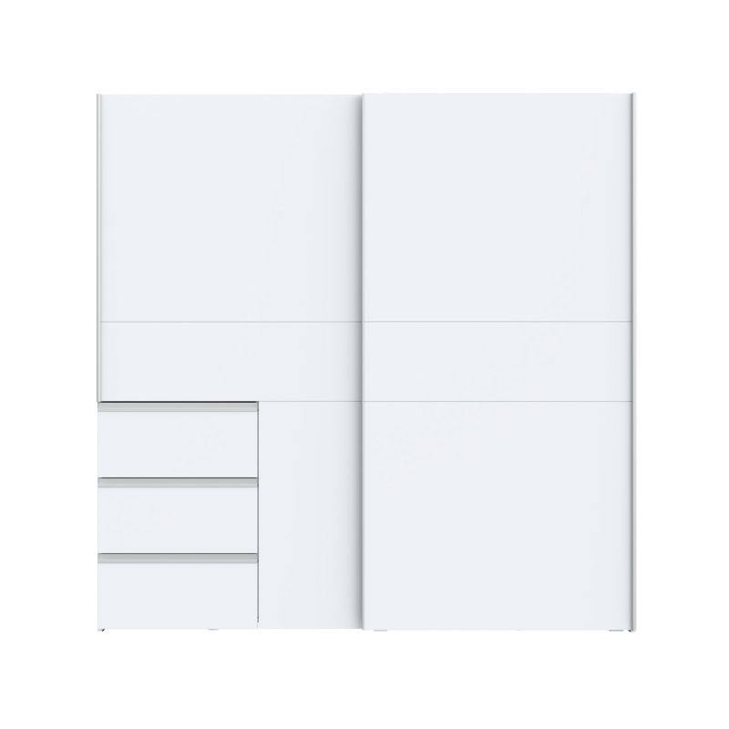 Kavalli 2 Door Sliding Wardrobe, White, 200,5 cm H x 200,1 cm W x 61,2 cm D