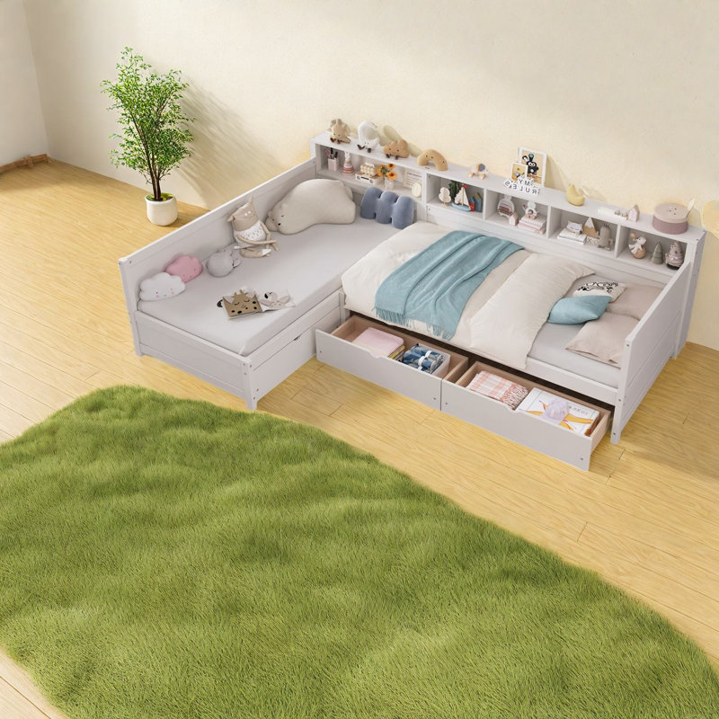 Lits en bois modernes peu encombrants avec rangement pour chambre à coucher