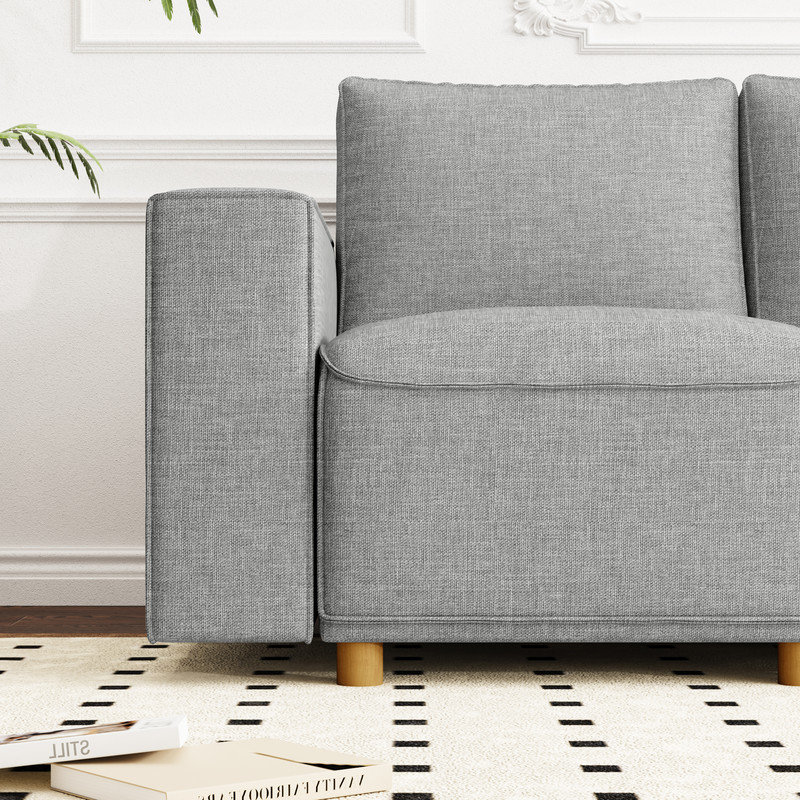 Rodericus Upholstered 118'' Sofa, Dark Gray Linen Blend