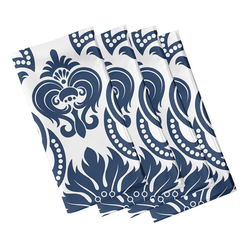 Chateng Polyester Floral Square Napkin, Blue