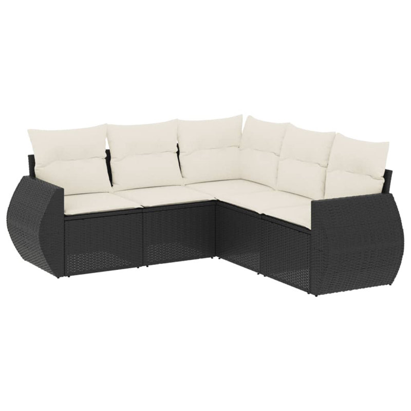 Ensemble de canapé de jardin Vidaxl noir, blanc crème