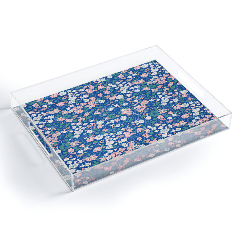 Cassidy Rae Marietta Swiss Cross Remix Acrylic Tray, Blue/Pink, Floral