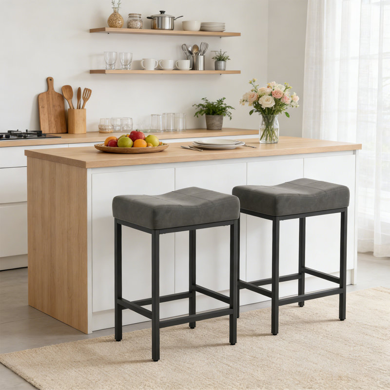Tabourets de bar et de comptoir sans dossier Triplehorn, siège rembourré pour le confort, parfait pour la cuisine ou la salle à manger